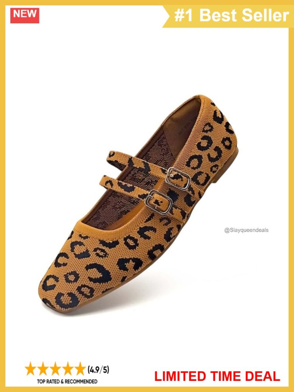 Breathable Knit Mary Jane Flats Double Buckle Ballet Shoes